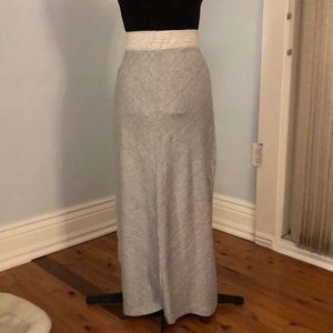 Cream & Gray Striped Maxi Skirt